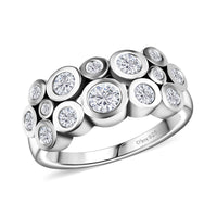 TLV Moissanite Ring in Rhodium Over Sterling Silver (Size 7.0) 1.00 ctw