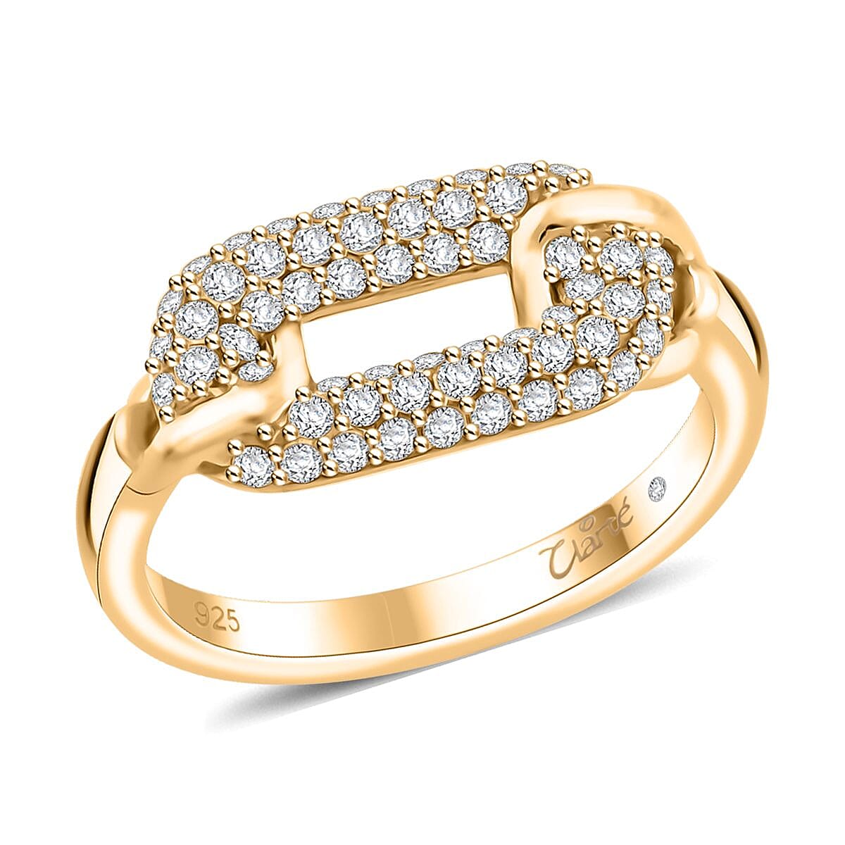 Clarte Chaine De Amore Collection Moissanite 0.60 ctw Ring in Vermeil Yellow Gold Over Sterling Silver