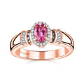 Luxoro AAA Mahenge Spinel, I2 Natural Champagne and White Diamond 0.70 ctw Ballerina Ring in 10K Rose Gold (Size 6.0) - Sticky add to cart bar