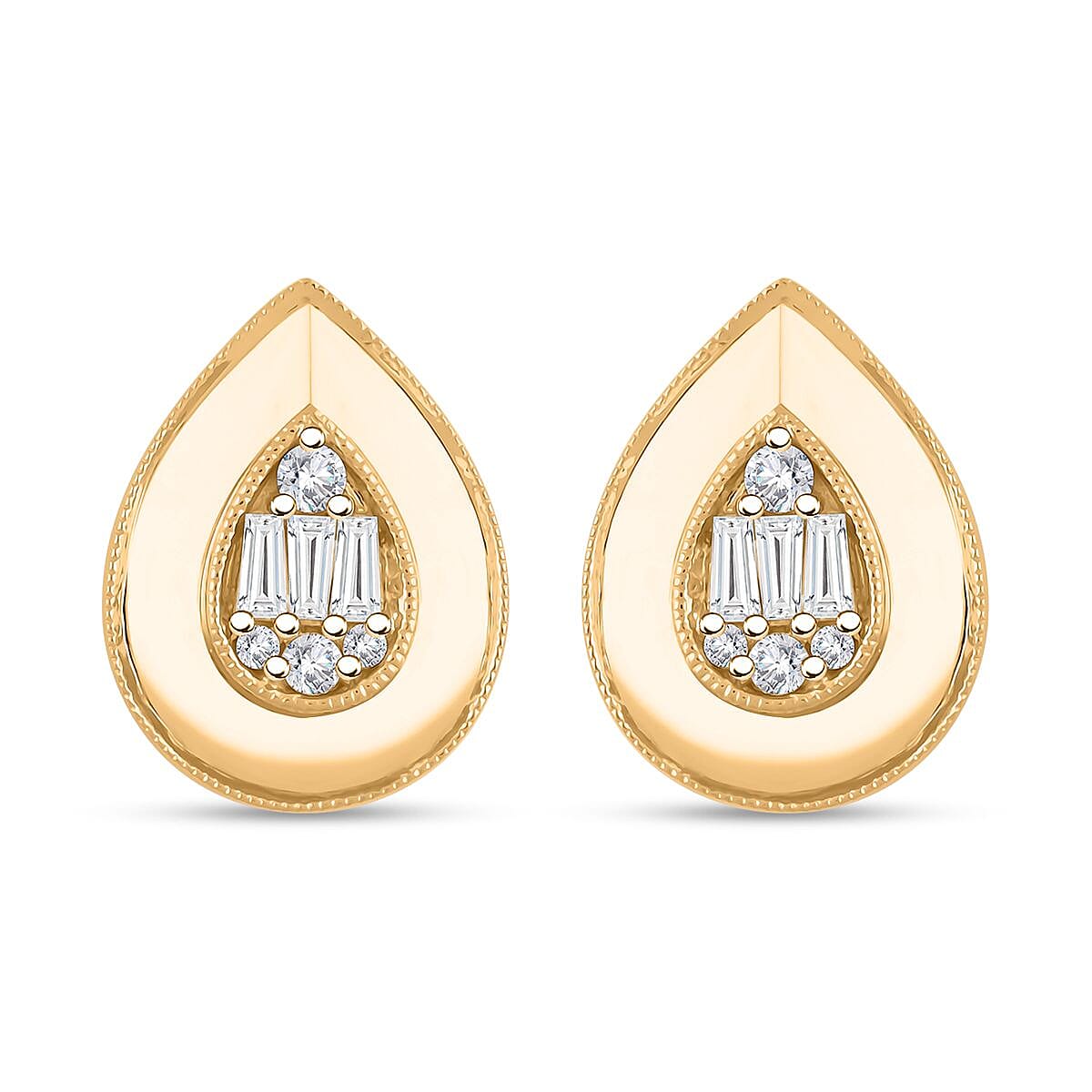 Clarte Gatsby Collection Moissanite Pear Stud Earrings in Vermeil YG Over Sterling Silver 0.40 ctw