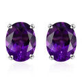 Mashamba Amethyst 2.25 ctw Solitaire Stud Earrings in Rhodium Over Sterling Silver - Sticky add to cart bar