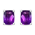 Premium Mashamba Amethyst 2.85 ctw Solitaire Stud Earrings in Rhodium Over Sterling Silver - Sticky add to cart bar