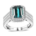 Certified & Appraised Rhapsody 950 Platinum AAAA Pirineu Lagoon Tourmaline, Diamond (E-F, VS2) (0.63 cts) Ring (Size 10.0) (10 g) 3.86 ctw - Sticky add to cart bar