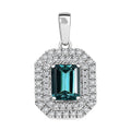 Certified & Appraised Rhapsody AAAA Pirineu Lagoon Tourmaline and E-F VS2 Diamond 3.05 ctw Double Halo Pendant in 950 Platinum 4.75 Grams - Sticky add to cart bar