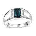 Certified & Appraised Rhapsody 950 Platinum AAAA Pirineu Lagoon Tourmaline, Diamond (E-F, VS2) Men's Ring (Size 13.0) (13.50 g) 2.00 ctw - Sticky add to cart bar