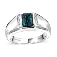 Certified & Appraised Rhapsody 950 Platinum AAAA Pirineu Lagoon Tourmaline, Diamond (E-F, VS2) Men's Ring (Size 13.0) (13.50 g) 2.00 ctw