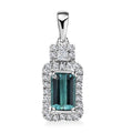 Certified & Appraised Rhapsody AAAA Pirineu Lagoon Tourmaline and E-F VS2 Diamond 1.70 ctw Pendant without Chain in 950 Platinum - Sticky add to cart bar