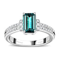 Certified & Appraised Rhapsody 950 Platinum AAAA Pirineu Lagoon Tourmaline, Diamond (E-F, VS2) (0.40 cts) Ring (Size 10.0) (6.60 g) 2.00 ctw - Sticky add to cart bar