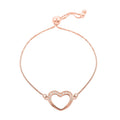 Simulated Diamond Heart Bracelet in 14K RG Over Sterling Silver (7.0-8.0In) 0.15 ctw - Sticky add to cart bar