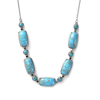 Mojave Blue Turquoise 42.70 ctw Fancy Necklace in Stainless Steel 18 Inches