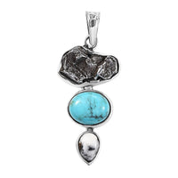 D'Joy Artisan Crafted Rough Cut Marvelous Meteorites and Multi Gemstone 3.15 ctw Pendant without Chain in Sterling Silver