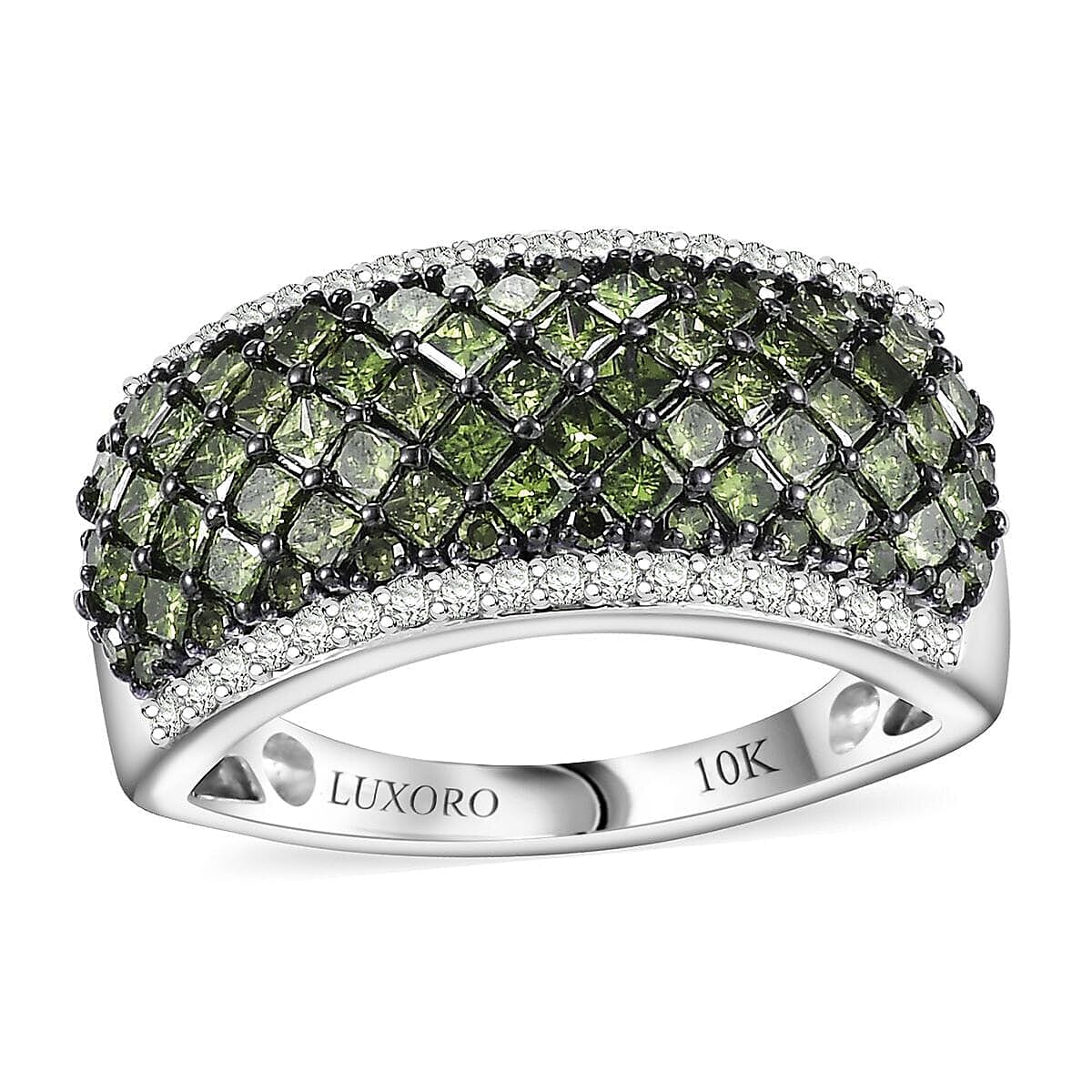 Doorbuster Luxoro 10K White Gold Red Diamond (IR), Diamond (I2) Ring (Size 10.0) 1.50 ctw