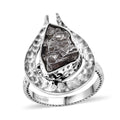 Artisan Crafted Rough Cut Marvelous Meteorite Comet Ring in Black Oxidized Sterling Silver (Size 10.0) - Sticky add to cart bar