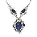 Karis Malagasy Labradorite and Multi Gemstone 19.60 ctw Celestial Garden Necklace in Platinum Bond 18 Inches - Sticky add to cart bar