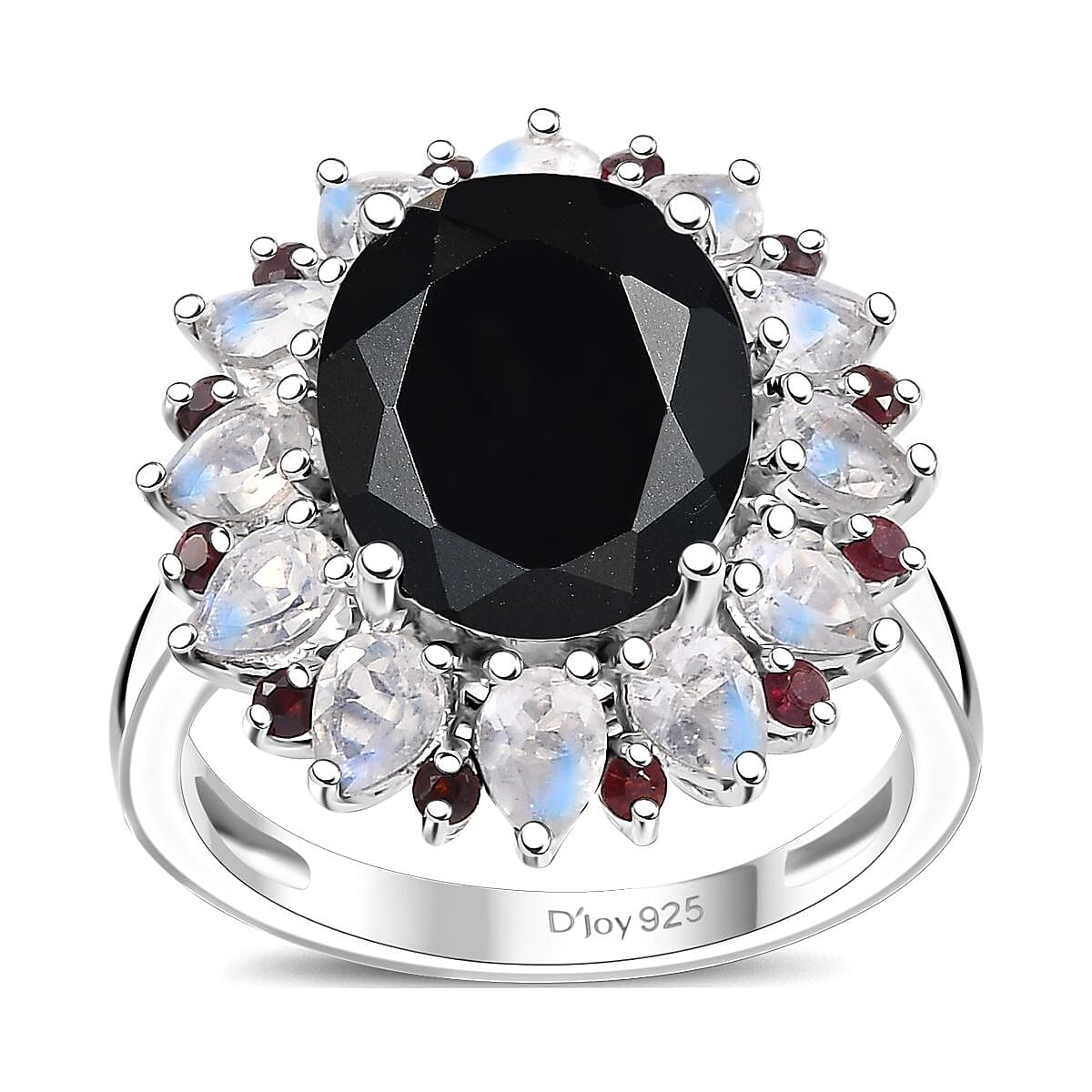 California Black Jade, Multi Gemstone Ring in Rhodium Over Sterling Silver (Size 10.0) 7.25 ctw