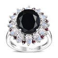 California Black Jade, Multi Gemstone Ring in Rhodium Over Sterling Silver (Size 10.0) 7.25 ctw - Sticky add to cart bar