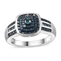 Doorbuster Blue Diamond (IR) Ring in Rhodium Over Sterling Silver (Size 7.0) 0.50 ctw - Sticky add to cart bar