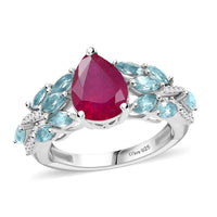 Niassa Ruby (FF), Multi Gemstone Ring in Rhodium Over Sterling Silver (Size 10.0) 2.80 ctw