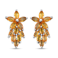 Madagascar Yellow Sapphire 2.85 ctw Golden Petal Cascade Earrings in Rhodium Over Sterling Silver