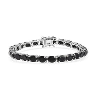 California Black Jade 20.25 ctw Tennis Bracelet in Rhodium Over Sterling Silver (8.00 In)