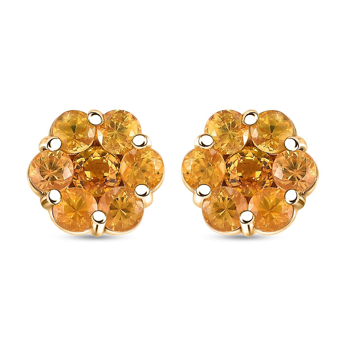 Madagascar Yellow Sapphire 2.00 ctw Floral Earrings in 18K Vermeil Yellow Gold Over Sterling Silver
