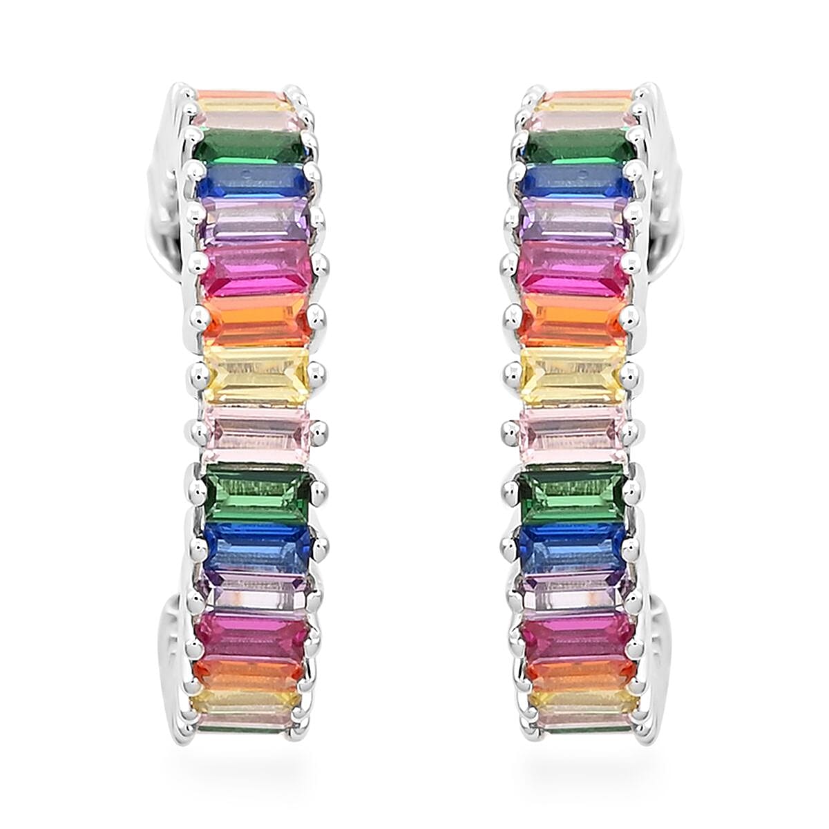 Multi Gemstone Earrings in Silvertone 9.60 ctw