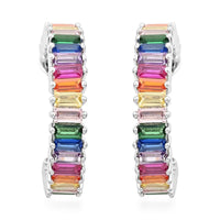 Multi Gemstone Earrings in Silvertone 9.60 ctw