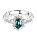 Luxoro 14K White Gold AAA Pirineu Lagoon Tourmaline, Diamond (G-H, I2) (0.30 cts) Midnight Bloom Ring (Size 10.0) (Del. in 10-12 Days) 1.25 ctw - Sticky add to cart bar