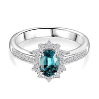 Luxoro 14K White Gold AAA Pirineu Lagoon Tourmaline, Diamond (G-H, I2) (0.30 cts) Midnight Bloom Ring (Size 10.0) (Del. in 10-12 Days) 1.25 ctw