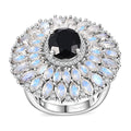 California Black Jade, Multi Gemstone Ring in Rhodium Over Sterling Silver (Size 10.0) 8.30 ctw - Sticky add to cart bar