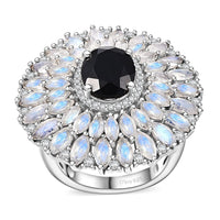 California Black Jade, Multi Gemstone Ring in Rhodium Over Sterling Silver (Size 10.0) 8.30 ctw