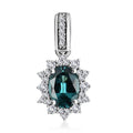 Luxoro AAA Pirineu Lagoon Tourmaline and G-H I2 Diamond 1.00 ctw Midnight Bloom Pendant in 14K White Gold - Sticky add to cart bar