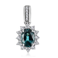 Luxoro AAA Pirineu Lagoon Tourmaline and G-H I2 Diamond 1.00 ctw Midnight Bloom Pendant in 14K White Gold