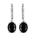 D'Joy California Black Jade 5.60 ctw Solitaire Lever Back Earrings in Rhodium Over Sterling Silver - Sticky add to cart bar