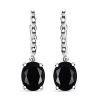 D'Joy California Black Jade 5.60 ctw Solitaire Lever Back Earrings in Rhodium Over Sterling Silver