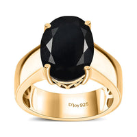 California Black Jade Solitaire Ring in 18K Vermeil YG Over Sterling Silver (Size 7.0) 6.00 ctw