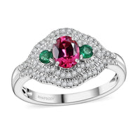 Epic Deal Rhapsody 950 Platinum AAAA Mahenge Spinel, Boyaca Colombian Emerald, Diamond (E-F VS) (0.45 cts) Eternal Love Ring (Size 9.0) (6.50 g) 1.20 ctw