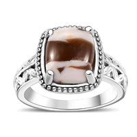Karis Peanut Wood Jasper Solitaire Ring in Platinum Bond (Size 10.0) 2.60 ctw