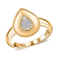 Clarte Gatsby Collection Moissanite Ring in Vermeil YG Over Sterling Silver (Size 10.0) 0.20 ctw