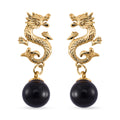 Black Obsidian Earrings in Goldtone 15.00 ctw - Sticky add to cart bar