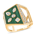 Clarte Geode Collection Moissanite, African Malachite Ring in Vermeil YG Over Sterling Silver (Size 10.0) 3.35 ctw - Sticky add to cart bar