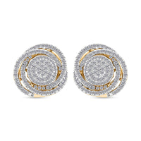 Diamond 0.65 ctw Stud Earrings in 14K Yellow Gold Over Sterling Silver