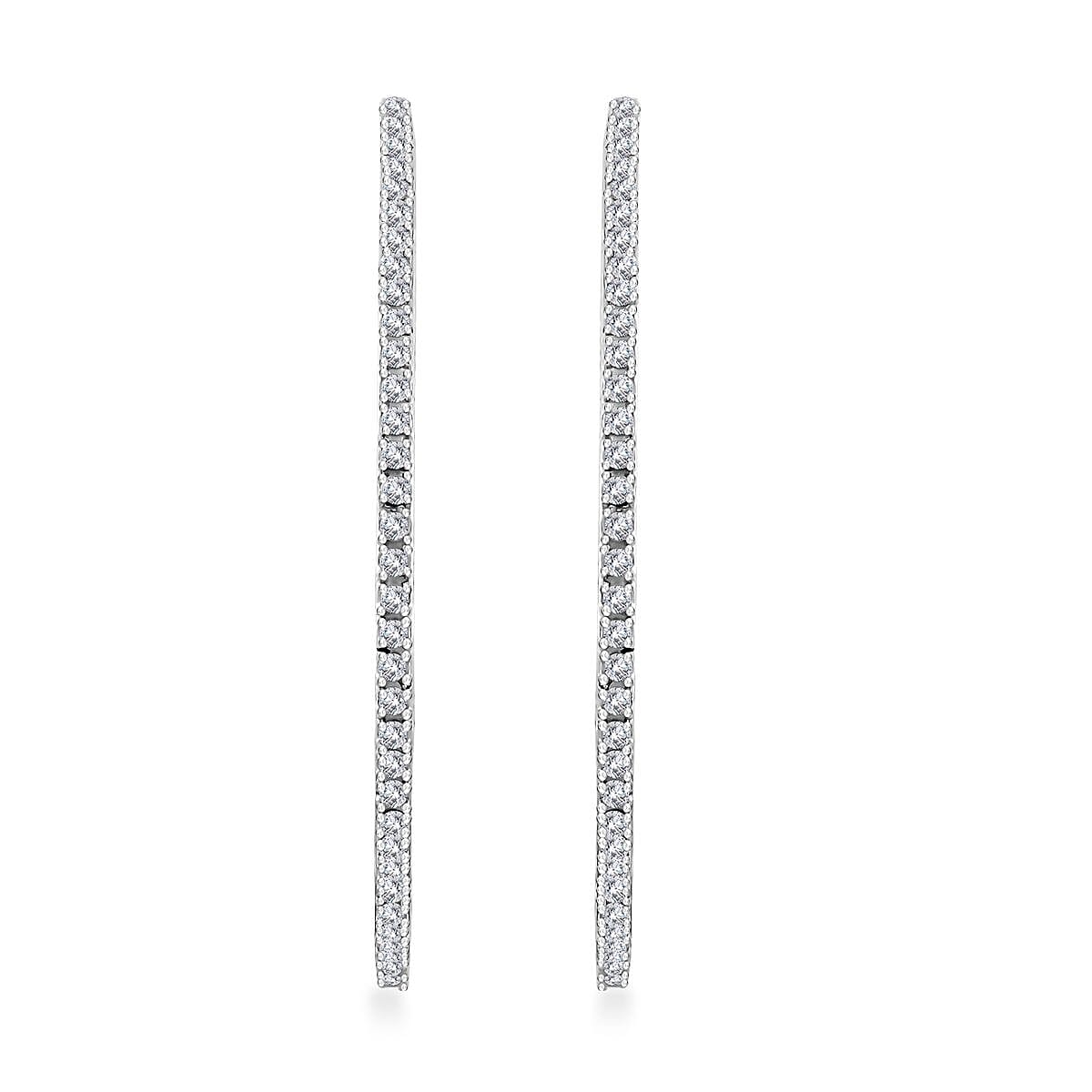 Diamond 1.30 ctw Hoop Earrings in Sterling Silver
