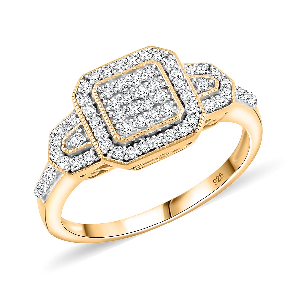 Doorbuster Diamond 0.33 ctw Ring in 14K Yellow Gold Over Sterling Silver (Del. in 7-10 Days)