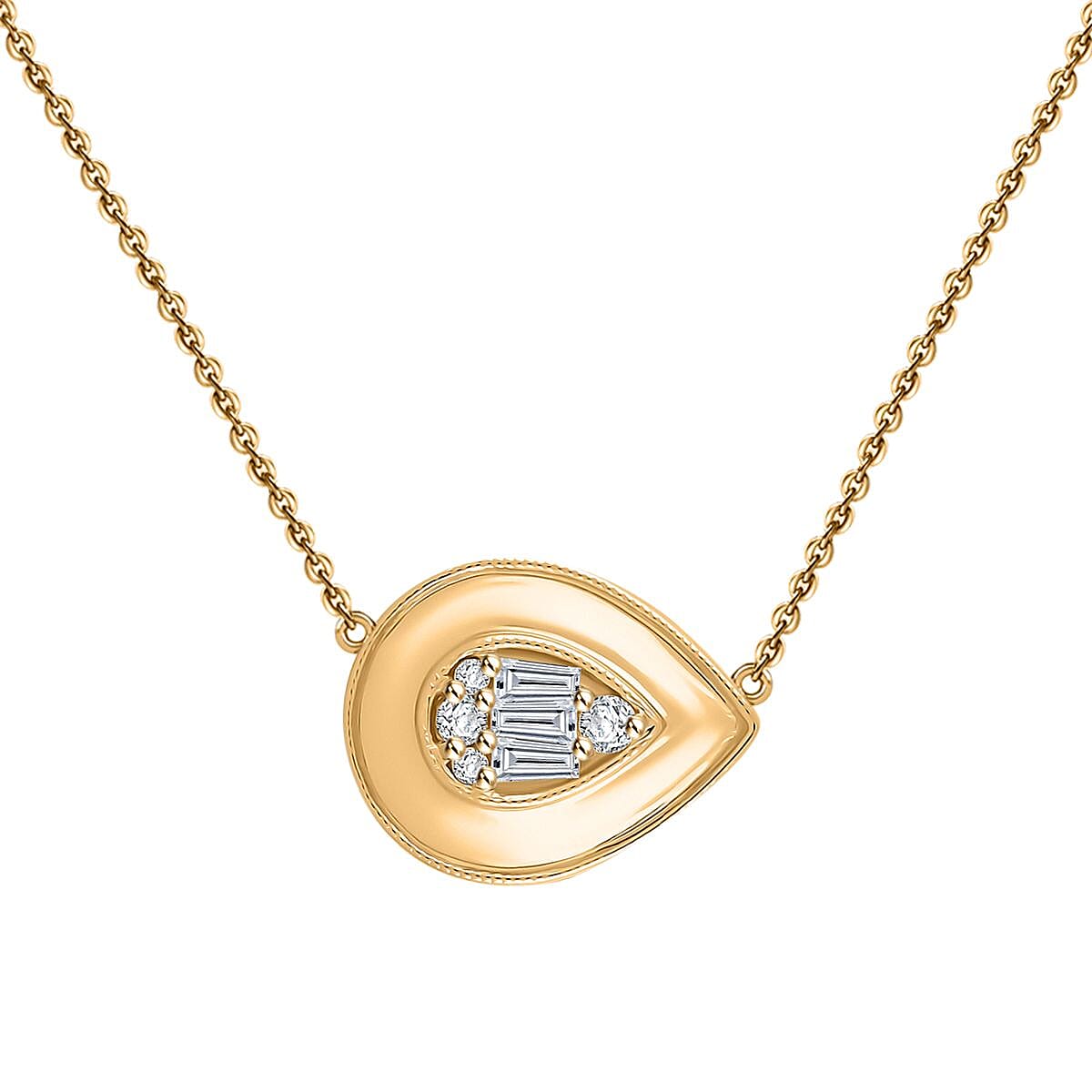 Clarte Gatsby Collection Moissanite Pear Necklace (18 Inches) in Vermeil YG Over Sterling Silver 0.20 ctw