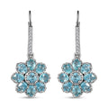 Betroka Blue Apatite and White Zircon 3.65 ctw Floral Earrings in Platinum Over Sterling Silver - Sticky add to cart bar