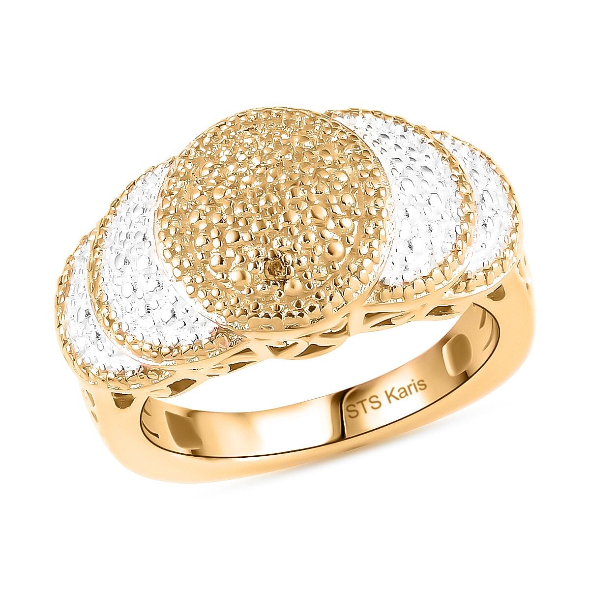 Karis Yellow Diamond Accent Ring in Platinum Bond and 18K Yellow Gold Plated (Size 10.0)