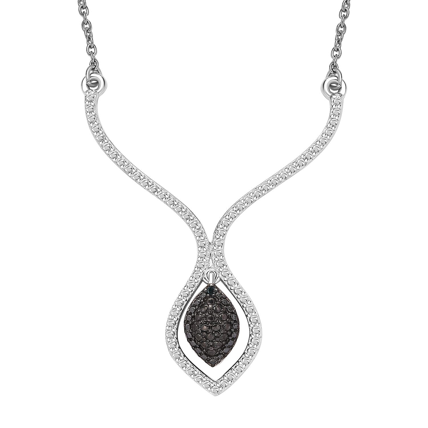 Karis Blue Diamond (IR) Accent Necklace (18 Inches) in Platinum Bond and Stainless Steel