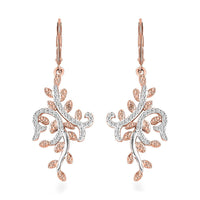 Karis Natural Champagne Diamond Accent Leaves Earrings in and Platinum Bond and 18K RG Plated