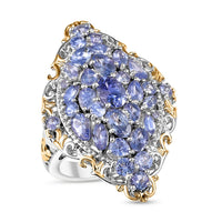 D'Joy Tanzanite 4.10 ctw Ring in 18K Vermeil YG and Rhodium Over Sterling Silver (Size 7.0)